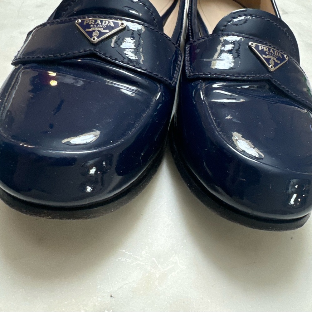 Prada Blue Patent Loafers - Picture 7 of 11